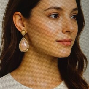 Pink Rose Quartz Teardrop Clip-On Earrings